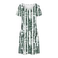 thumbnail image 4 of GaThRRgYP Tiered Ruffle Hem Round Neck Dress-Garden Party Essential,Women's Fashion Summer Print Short-sleeved V-neck Casual Dress Green S, 4 of 8