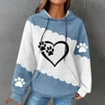 thumbnail image 2 of Hooded Sweatshirt for Womens Cute Dog Paw Heart Print Hoodies with Front Pocket Sweatshirts Color Matching Waffle Knitted Sweatshirts Loose Casual Long Sleeve Tops Hooded Outwear, 2 of 4