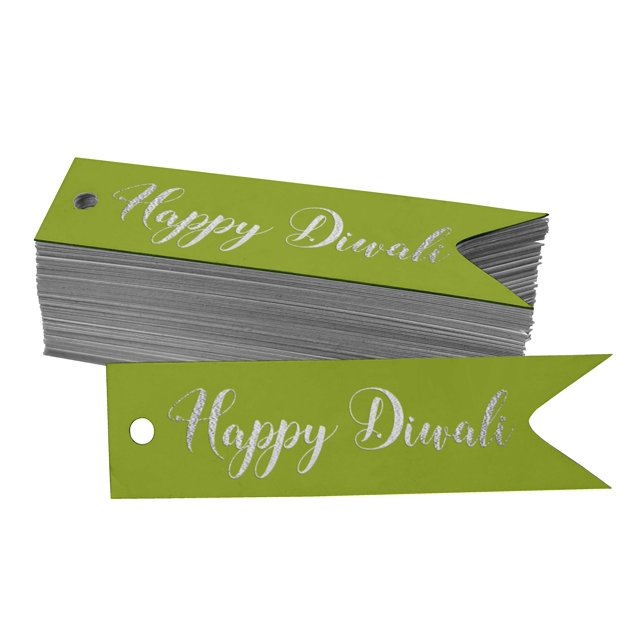 Inkdotpot Happy Diwali Bottle Tag Real Silver Foil Favor Hang Tags Pack Of 50