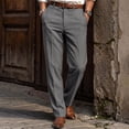 thumbnail image 2 of hotojiny Mens Dress Pants Classic Fit Straight Leg Stretch Slacks Comfort Pleated Khaki Pants Casual Business Golf Pants for Work, 2 of 7
