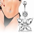 thumbnail image 1 of Dsseng 18G Belly Button Ring Mistletoe Navel Rings Surgical Steel Belly Button Piercing Sliver, 1 of 8