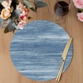 thumbnail image 3 of Blue Round 13 Inch Placemats Set of 4, Vintage Modern Abstract Art Ombre HeatResistant Non Slip Place Mats for Dining Table, Wipeable Braided Kitchen Table Mats for Housewarming, 3 of 9