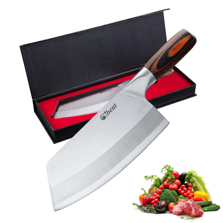 Chinese Meat Cleaver, Heavy Butcher Knife, 7 Inch Professional Butcher  Knife Stainless Steel Bone Chopping Knife Meat Vegetables Slicing Cleaver  High