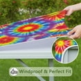thumbnail image 6 of Rainbow Tie Dye Mandala Pattern Square Fitted Tablecloth with Elastic Edge,Square Table Cover,Washable Elastic Table Cover for Home Kitchen Party Decor 36"x36", 6 of 6