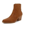 thumbnail image 4 of Women PU Leather Stacked Block Heel Western Cowboy Ankle Zip Up Boots (Camel / 6), 4 of 8