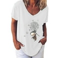 thumbnail image 2 of CEHVOM Mode Femmes T-Shirt Imprimé Col en V Manches Courtes Décontracté Hauts Blouse, 2 of 5