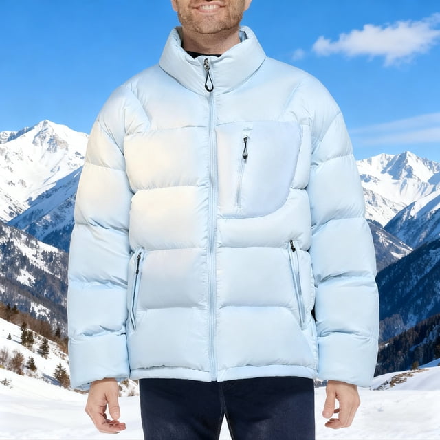 Ceisia Men's Stand Collar Warm Casual Jacket with Zipper Pockets Long Sleeve Gift Parka