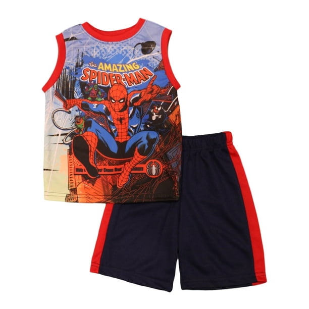 Babyhug Marvel Cotton Terry Knit Shorts with Spiderman Print - Blue main image 1