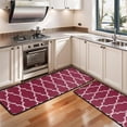 thumbnail image 3 of Kitchen Rugs Sets Of 2,Burgundy Geometric Quatrefoil Pattern Anti Fatigue Kitchen Mat Rugs Non Slip Washable,Decorative Kitchen Floor Mats for Kitchen,Sink,Laundry,17"x47"+17"x47", 3 of 5