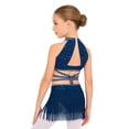 thumbnail image 2 of inlzdz Fringe Latin Dance Dress for Girls Sparkly Sequin Tassel Stage Outfit Chacha Rumba Jazz Ballet Leotards Navy Blue 8, 2 of 6