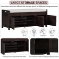 thumbnail image 4 of Wood Storage Bench with Removable Cushion and 3 Shutter-Shaped Doors (Espresso), 4 of 8
