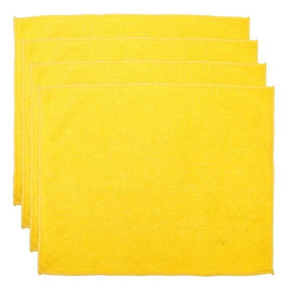 IDEANATEGRATE 4Pcs Dish Washing Towels Yellow Microfiber Water Absorbent Kitchen Towels for Cleaning and Drying