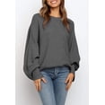 thumbnail image 2 of Spring Autumn Women Solid Crew Neck Casual Loose Batwing Sleeve Knit Sweater, 2 of 3
