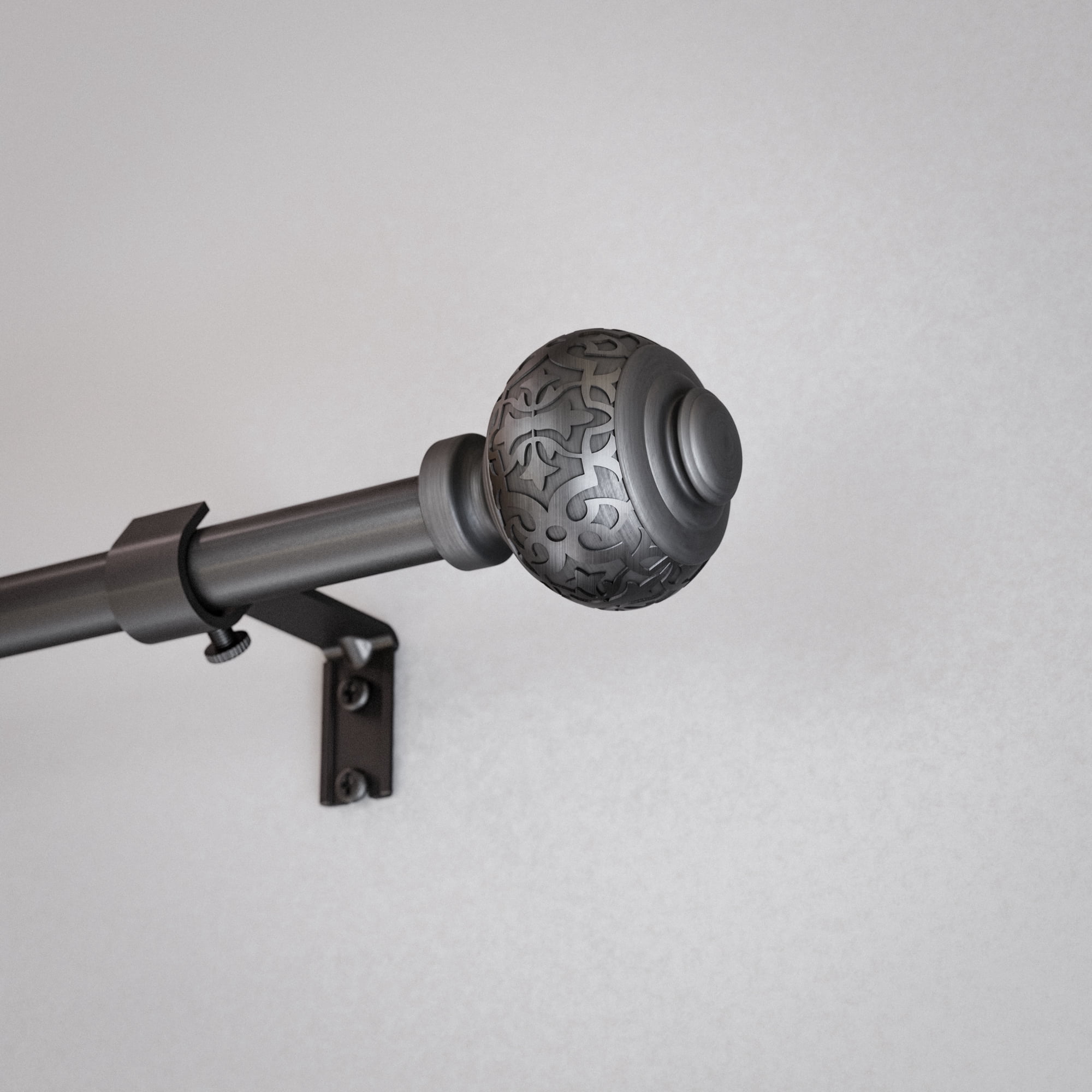 Mainstays Kennley 3/4 in Adjustable Single Curtain Rod Set, Aged Silver, 30-84 in