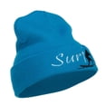 thumbnail image 4 of Surf Embroidered Long Beanie - Aqua OSFM, 4 of 5