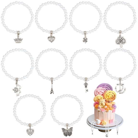 10 Styles Pearl Wedding Cake Pulls Wedding Cake Decoration Bracelets for Birthday Party Decoration Gifts Inner Diameter: 5.5cm