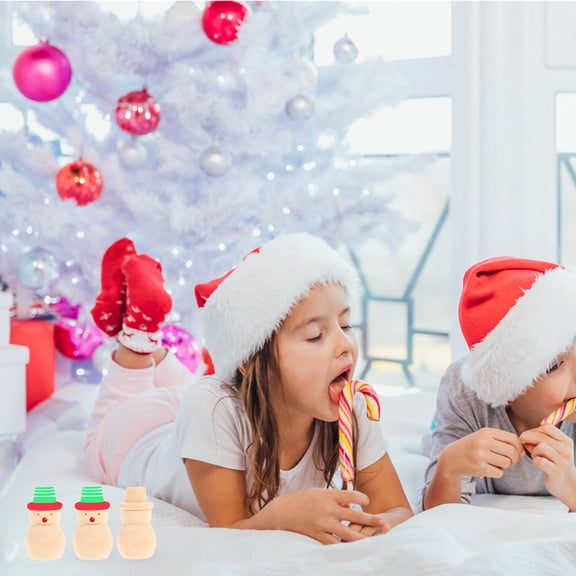 OUNONA 10pcs Unfinished 3d Snowman Ornament, Christmas Diy Peg Dolls Wooden Blank Winter Topper For Xmas Party Decoration