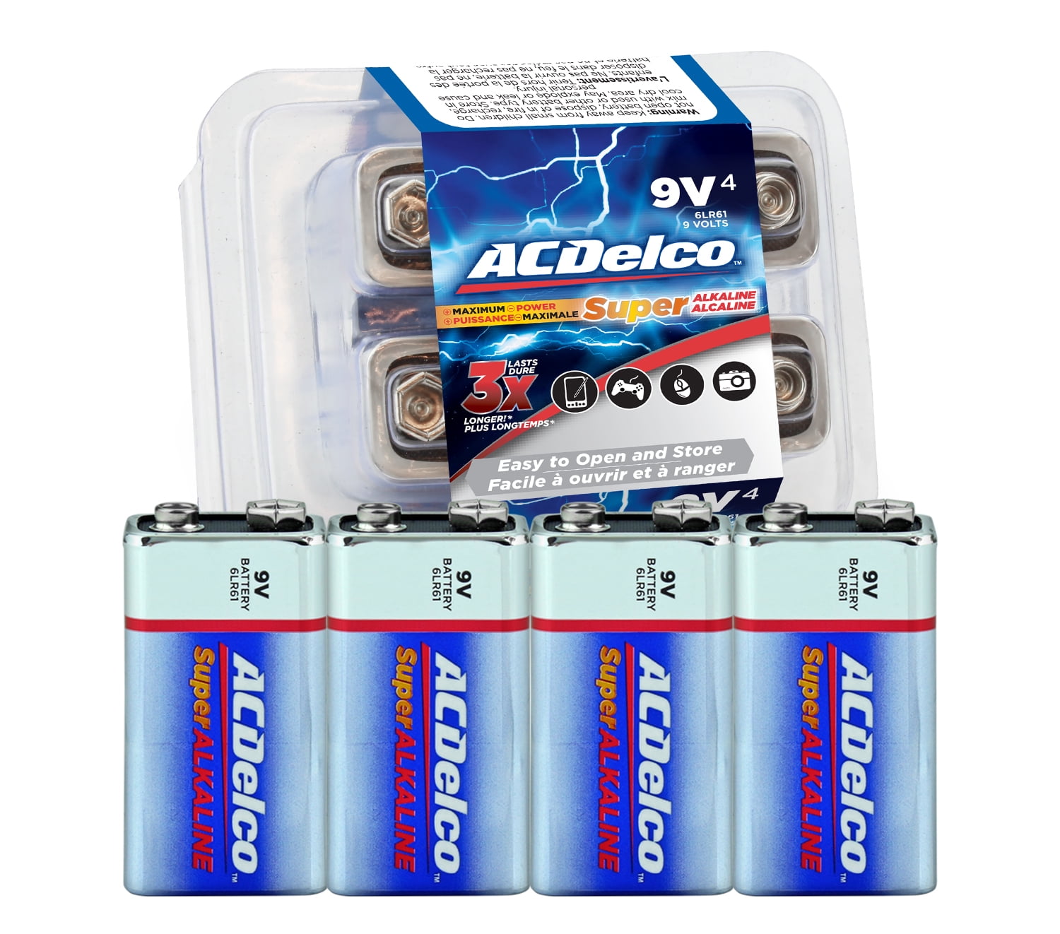 Batteries, Super Alkaline 9-Volt 4-Count - Walmart.com