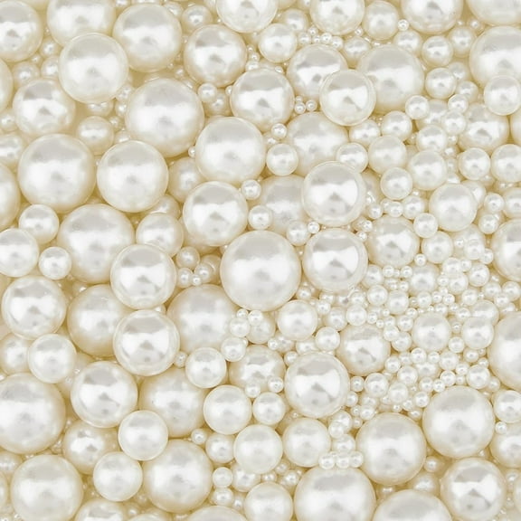 2560Pcs No Hole Pearls 12 Sizes Pearl Beads White Ivory 2~20mm Bulk Pearls Imitation Assorted Sizes Fake Pearl Beads for Crafting Wedding Vase Filler Centerpieces