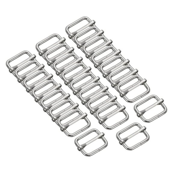 25PCS Metal Slide Adjustable Buckle 1" Adjuster Webbing Strap Slider for Belt Bags Backpack Replacement Silver
