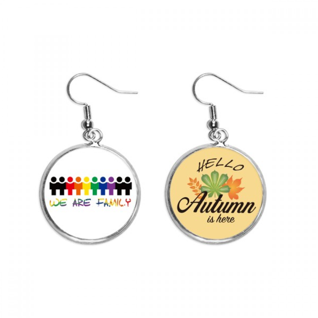 LGBT bandera del Arco Iris somos familia Pendiente del lóbulo de la joyería del pendiente de la hoja del otoño Unbranded M