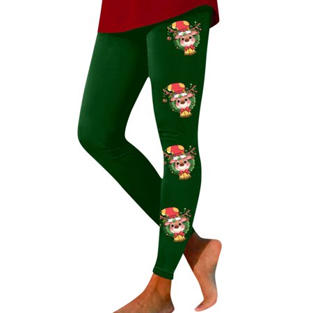 FYEGRE High Waist Printed Yoga Leggings For Women Squat Proof Fitness Flexible Comfort Workout Pants Green XXL