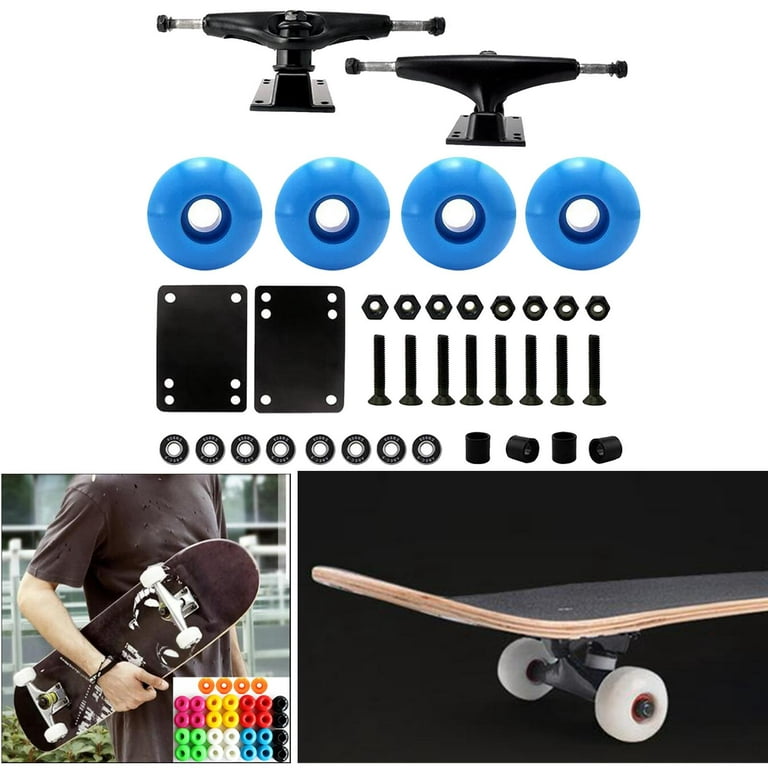 BESIY Skateboard Trucks, Skateboard Bearings & Wheel Hardware Set with  Polished Skateboard Screws 1 and Practical Wrench (1)… (Aluminum Color)