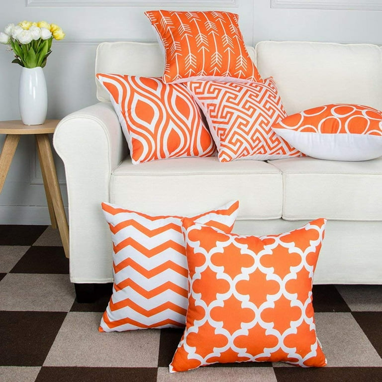 Orange and white cushions sale