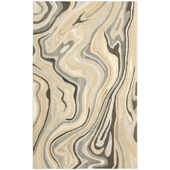 Oriental Weavers Anastasia Hand-made Wool Area Rug - 68007 - 8' x 10' - in Beige/ Charcoal - Modern Style, Hand-Made Wool Rugs, Dining, Living Room Rug