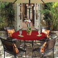 thumbnail image 2 of HAHDAXIA Nappe Ronde d'Extérieur avec Trou pour Parasol - Housse de Table Ajustée en Vinyle Imperméable et Résistante aux Taches avec Endos en Flanelle, Bord Élastique, Convient aux Tables jusqu'à 36 Pouces-44 Pouces de Diamètre, Re, 2 of 7