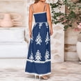 thumbnail image 3 of bbyeadc Blue Long Dresses for Women Textured Chest Boho Smocked Maxi Dress Comfy Spaghetti Strap Adjustable Spring Vacation Dress Trendy Pleated Floral Dresses Women Smocked Midi Dress, Navy S, 3 of 6