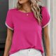 thumbnail image 2 of Top de cuello redondo de manga corta casual de color sólido de verano para mujer OAVQHLG3B Store lin121212, 2 of 5