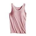 thumbnail image 2 of RKSTN Under $5 Womens Tank Tops With Built-in Padded Bra Fashion Solid Color Crew Neck Sleeveless Comfy Sleepwear Spring Summer Casual Lightweight Nightwear Tops, 2 of 6