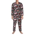 thumbnail image 3 of Salouo Various Languages Mother Print Button-Front Long Sleeve Pajama Set for Men, Soft 2Pjs Men's Long Sleeve Sleepwear-Medium, 3 of 7