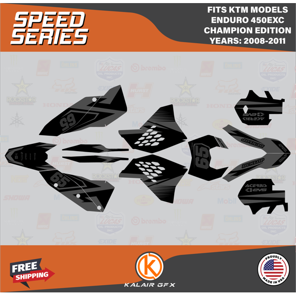 Kalair GFX Graphics Kit for Ktm Enduro 450EXC Champions Edition (2008-2011) Speed Series