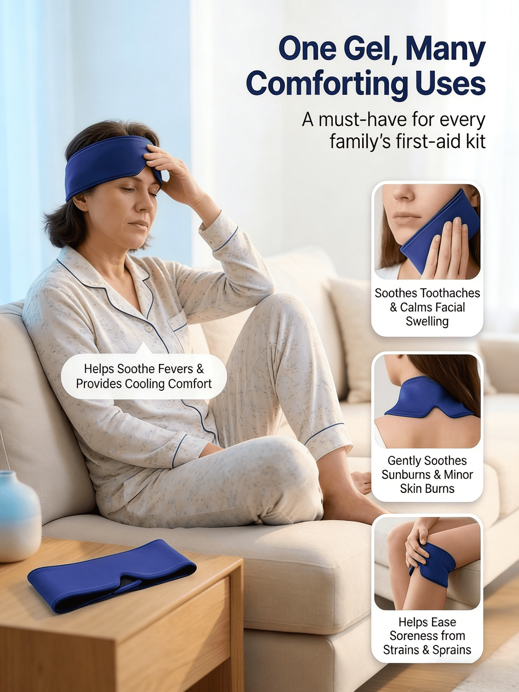 FACEMOON Gel Cooling Eye Mask Large Comfort Design for Tired Puffy Eyes Relief Soft Flexible Reusable Relaxation Essential Pink
