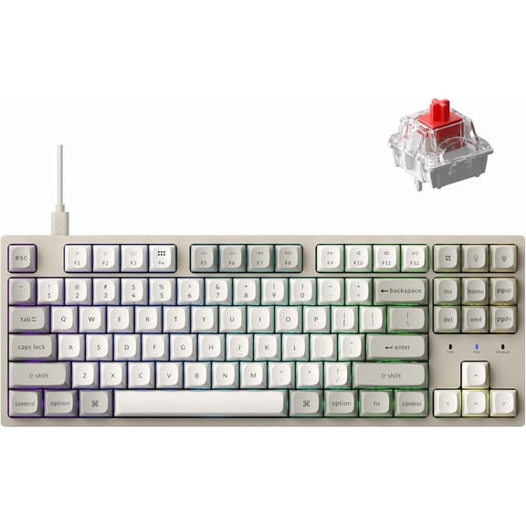 Keychron C1 Pro QMK Wired Custom Mechanical Keyboard, TKL Layout Launcher Support with Keychron Super Linear Red Switch, OSA PBT Keycaps Compatible for Mac Windows Linux - Retro