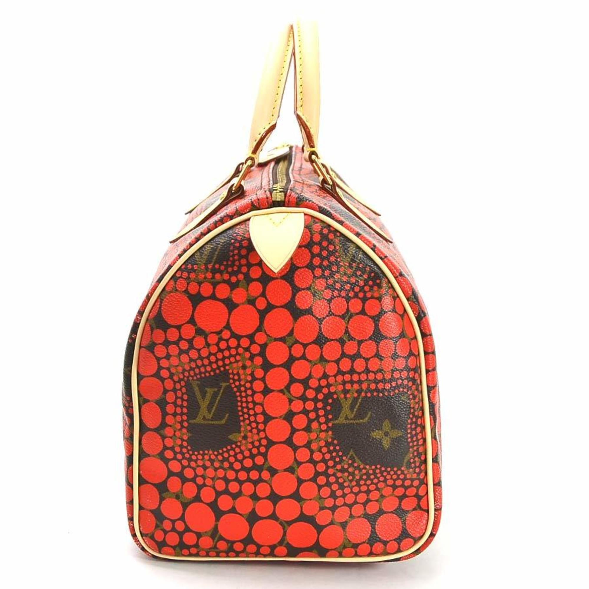 Authenticated Used Louis Vuitton Handbag Yayoi Kusama Monogram Town Speedy  30 Rouge Canvas Ladies M40693 