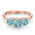 thumbnail image 3 of Gem Stone King 18K Rose Gold Plated Silver Blue Zircon Engagement Ring for Women | 2.90 Cttw | Round 6MM | Gemstone Birthstone | Size 5, 3 of 6