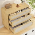 thumbnail image 4 of Garvee Rattan 3-Drawer Nightstand, Natural Oak Bedside Table with Wood Legs for Bedroom, Living Room & Entryway, 4 of 7