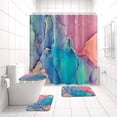 thumbnail image 6 of 4 Pcs Shower Curtain Set, Orange Brown and Beige Abstract Modern Art Shower Curtain with Non-Slip Rugs, Toilet Lid Cover and Bath Mat, Bathroom Sets Decorations 72" x 72", 6 of 6