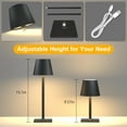 thumbnail image 4 of 2 Pack Rechargeable Table Lamp - Cordless LED Lamp with 6000mAh Battery Operated LED Desk Lamp, Portable Table Light Outdoor for Dinner Patio Restaurant Bar Bedroom Coffee Shop Night Light(Black), 4 of 8