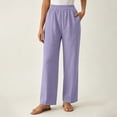 thumbnail image 6 of Thousandth Womens Pull On Wide Leg Pants Casual Crinkle Textured Loose Fit Lounge Trousers Trendy Beach Vacation Wear for Women, 6 of 7
