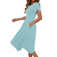 thumbnail image 5 of Sentmoon Cute Spring Dresses Crew Neck Polka Dots Print Dress Women Short Sleeve Regular Fit Cute Beach Essentials for Women Summer Dress for Work and Office Light Blue L, 5 of 7