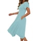 thumbnail image 4 of Mujeres Manga Corta Tops Casual Cuello Redondo Vestido de Impresión Irregularmente Falda Vestido de Manga Corta para Mujeres, 4 of 7
