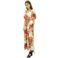 thumbnail image 6 of Bimba Women's Floral Kaftan Dress Bridesmaid Caftan Dress Coverup Drawstring Cotton Maxi, 6 of 8