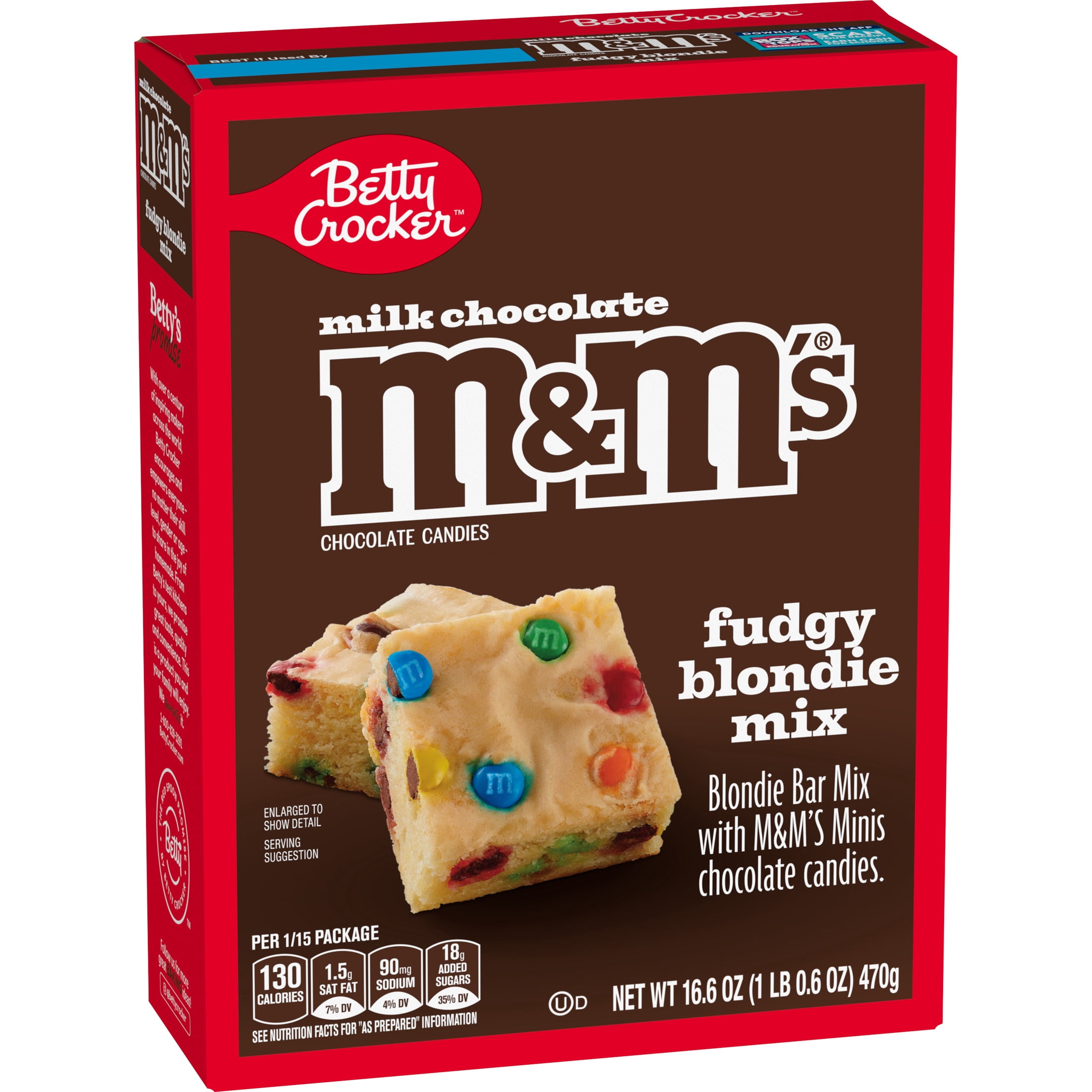 (8 pack) Betty Crocker Fudgy Blondie Bar Mix, with M&M'S Minis Chocolate Candies, 16.6 oz