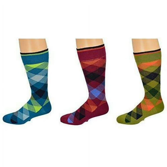 Sierra Socks Men's Dress Casual 3 Pair Pack Combed Cotton Crew Argyle Socks