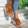 thumbnail image 5 of MKLEKYY Sandalias Antiderrapantes para Mujer, Sandalias de Mujer de Moda, Zapatos Casuales de Cuña Con Plataforma y Punta Abierta Con Diseño de Borlas Bohemias para Uso Diario En Verano., 5 of 5