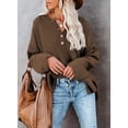 thumbnail image 3 of HOTAPEI Womens Waffle Knit Sweater Casual Crew Neck Long Sleeve Pullover Sweaters for Women Side Slit Henley Knit Tops, 3 of 5